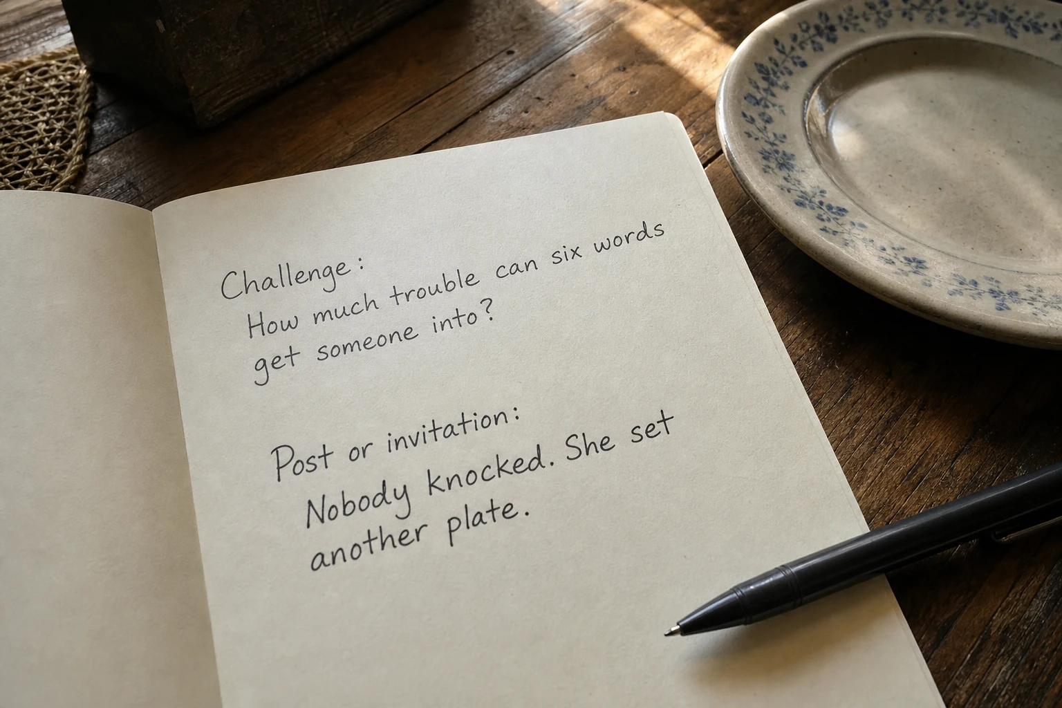 Shared version of Six words, and someone at the door