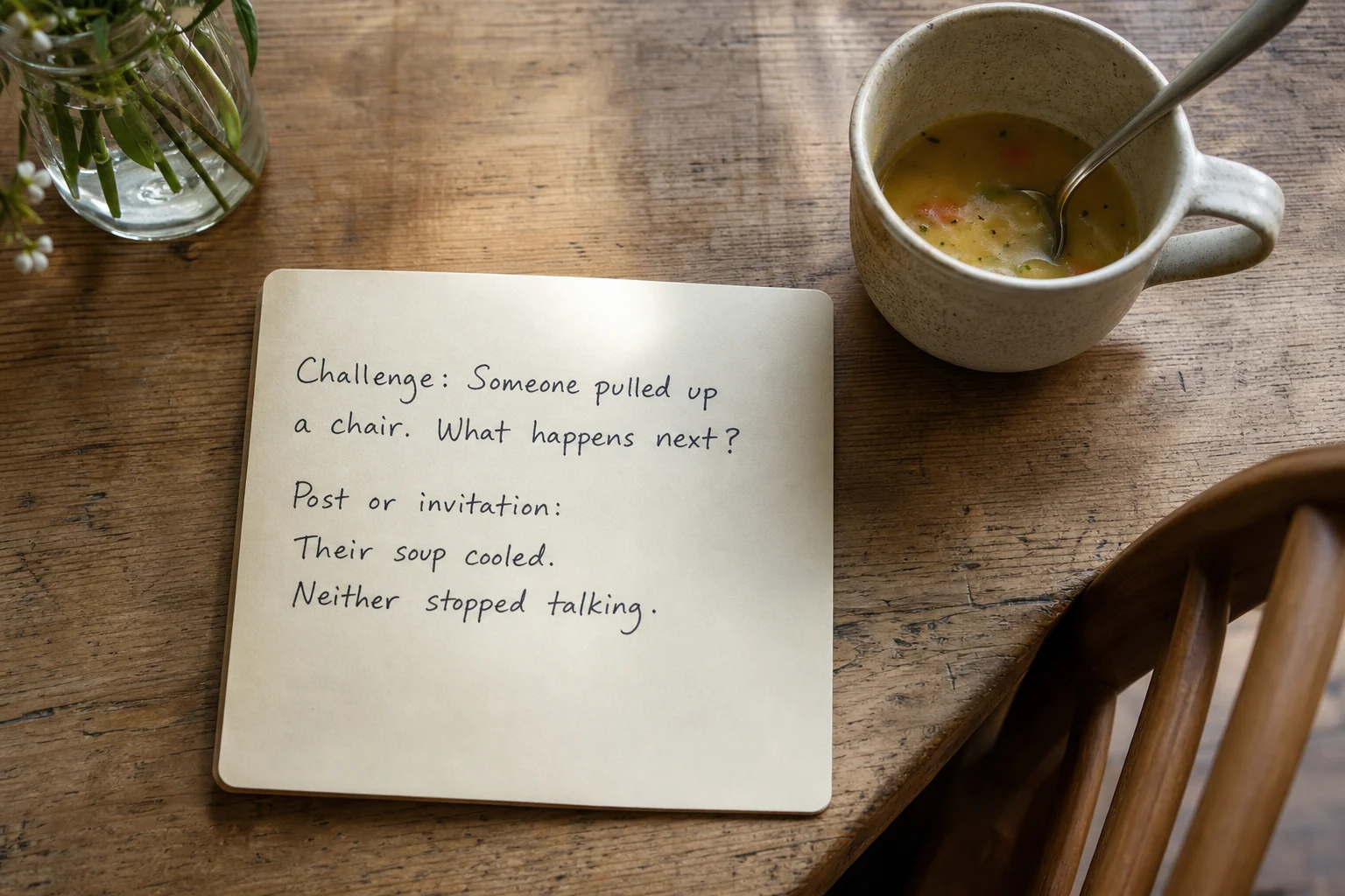 Shared version of The soup got cold. The conversation didn't.