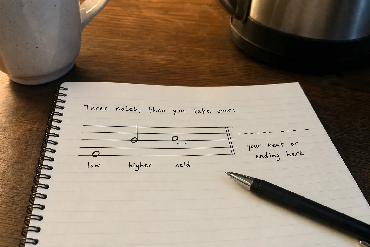 Cover for Three notes, then someone else takes over